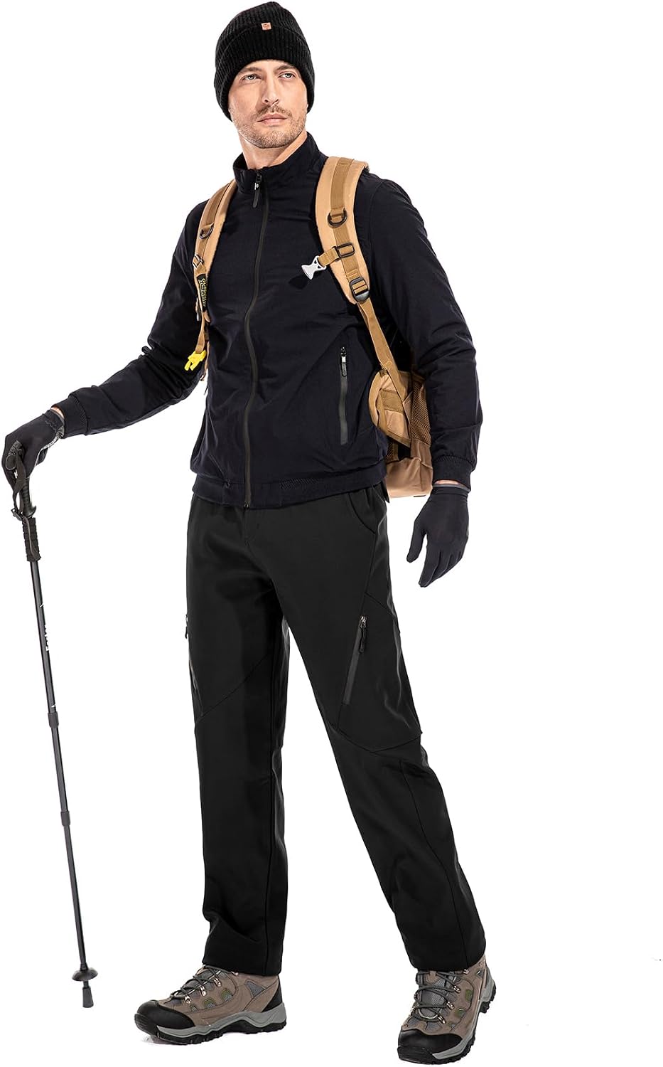 Men's Waterproof Pants Fleece Lined Insulated Winter Hiking Ski Snow Pants