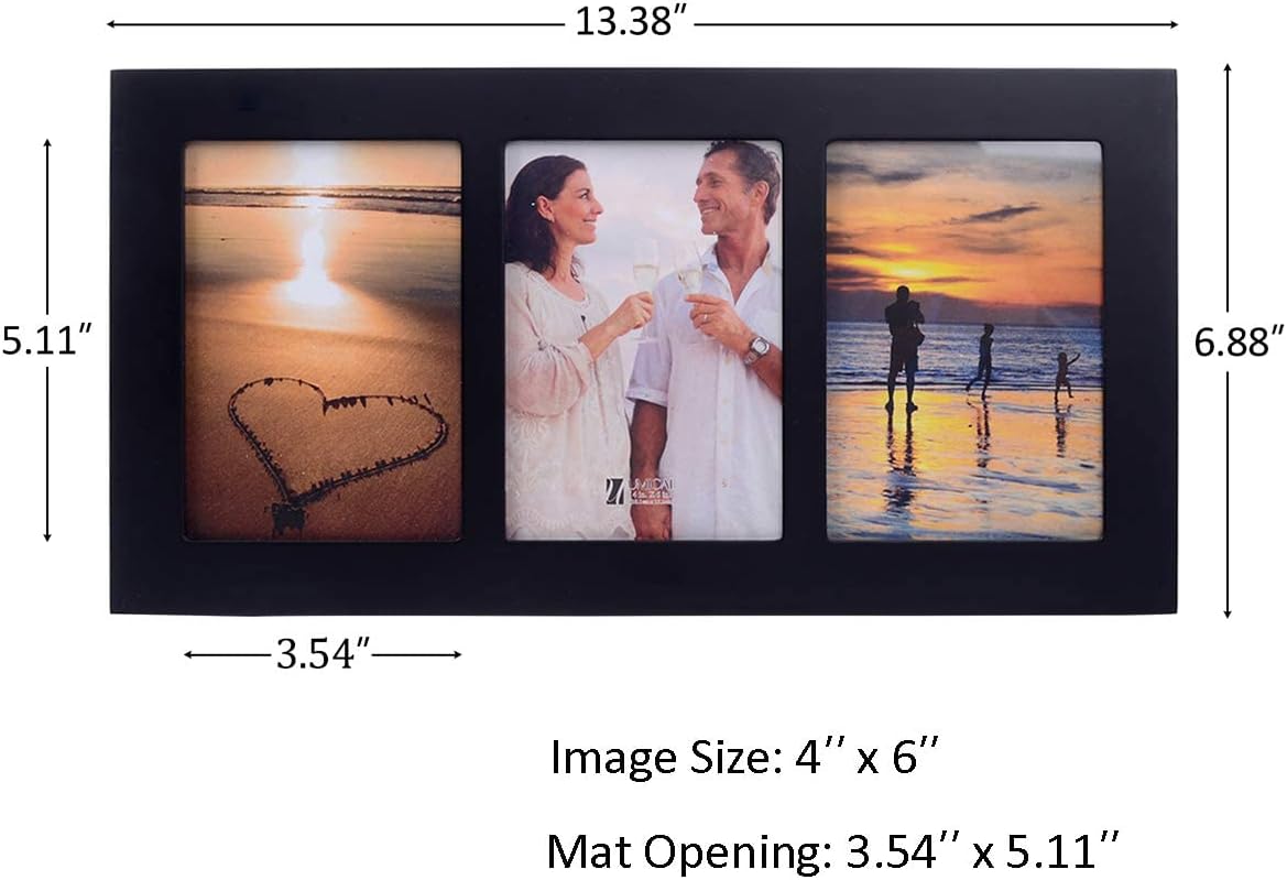 4x6 5-Opening Collage Picture Frame Black Wood