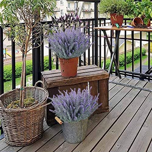 GTIDEA 4pcs Artificial Lavender Flowers Faux Purple Flocked Plastic Flowers | Artificial Flowers for Home Wedding Kitchen Garden Patio Window Box Office Table Centerpieces Indoor Outdoor Décor