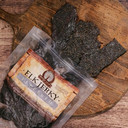 Mahogany Smoked Meats: Black Peppered Elk Jerky - 8oz