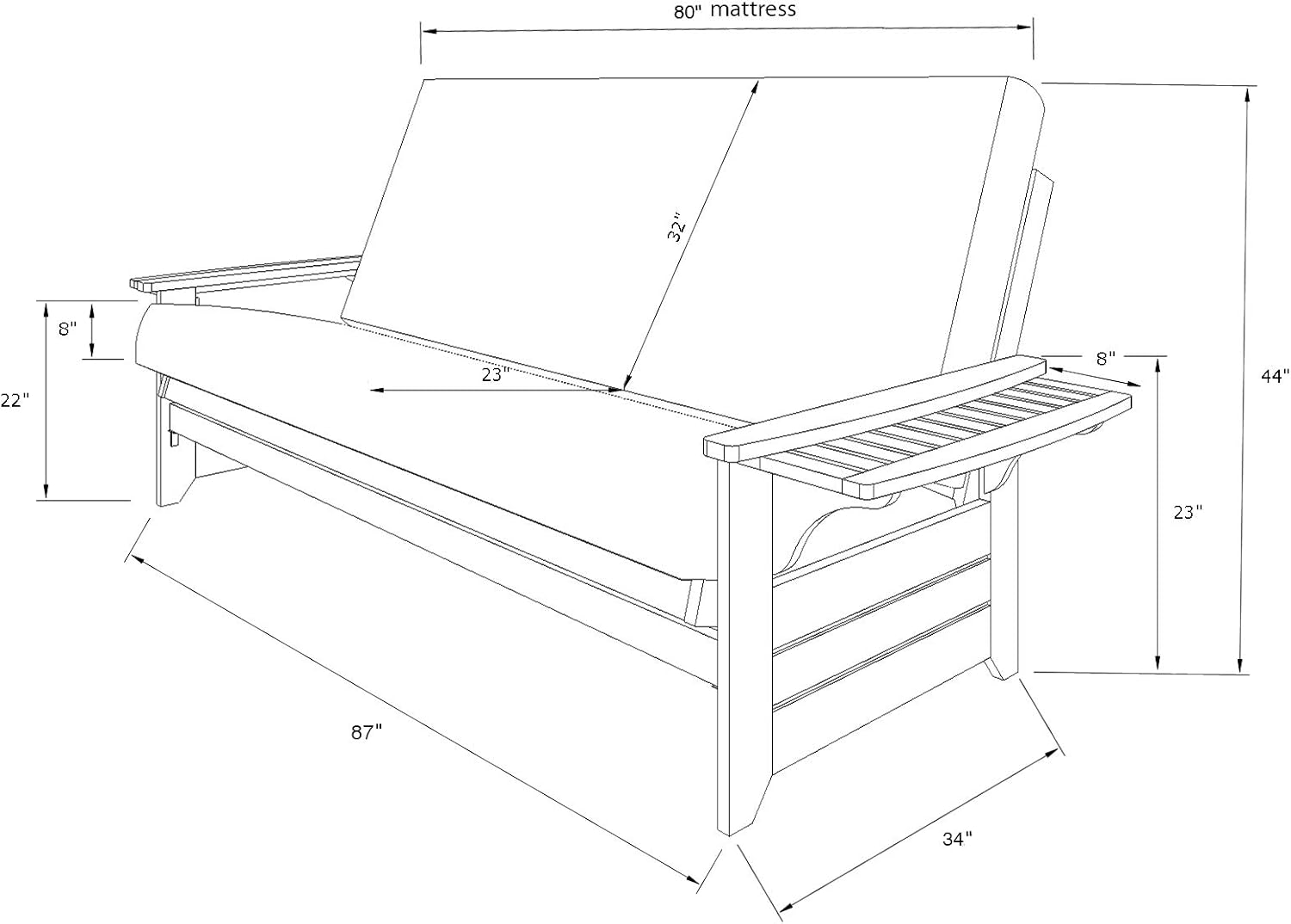 Kodiak Furniture Phoenix Queen Futon Frame