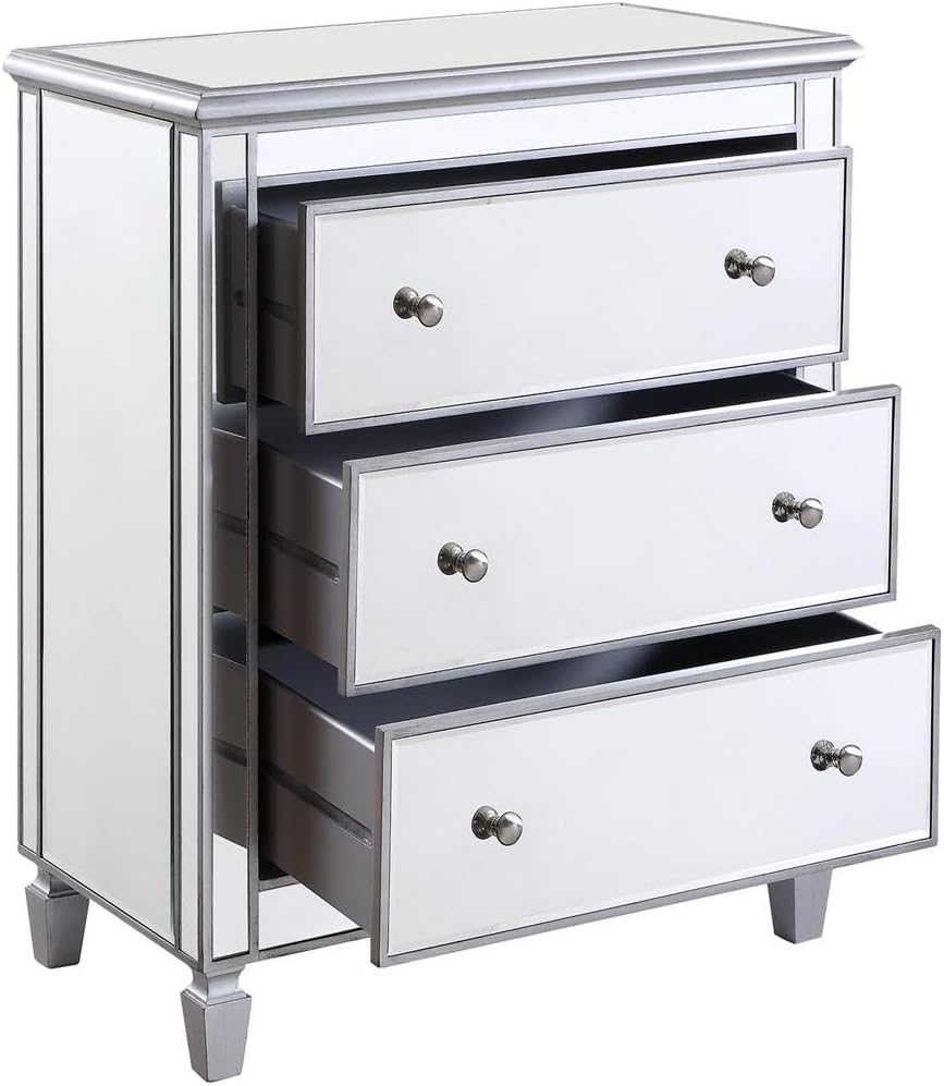 3 Drawer Bedside Cabinet, Silver