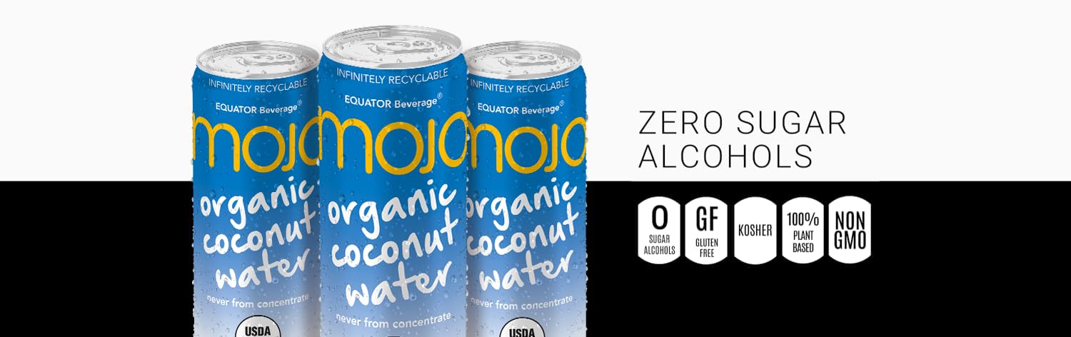 MOJO Organic Coconut Water, Hydration, Electrolytes, Non-GMO, 11.1 oz, 12 Pack