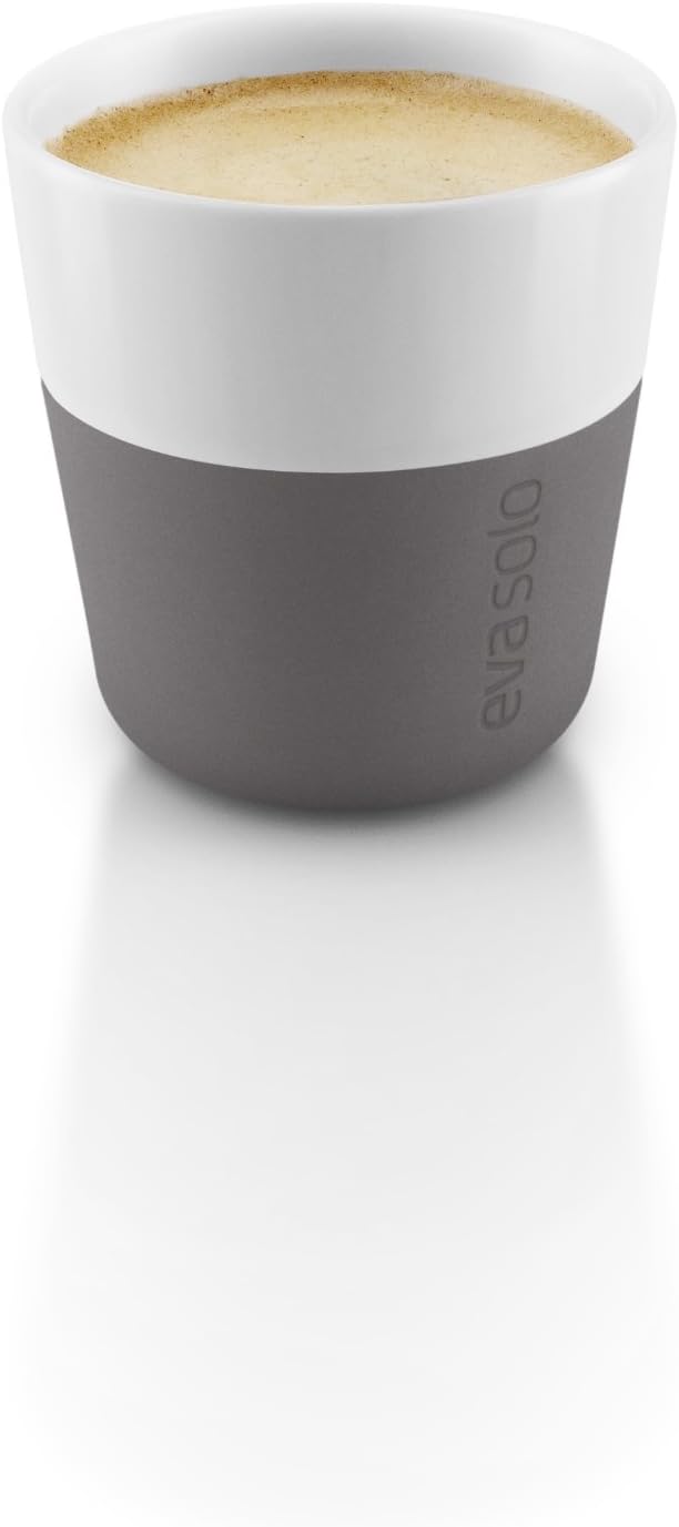 Eva Solo | 2 Lungo Tumbler Mugs | 8 oz Porcelain Coffee Cup Tumblers with Silicone-coated Grip | Danish Design, Functionality & Quality | Black