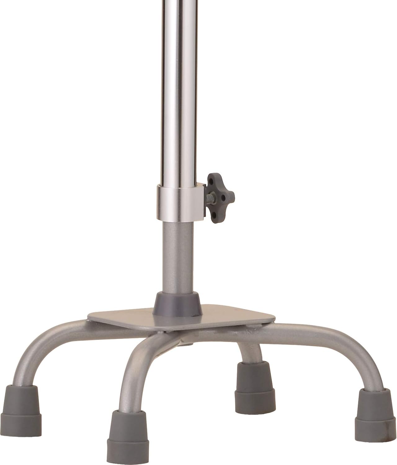 NOVA Heavy Duty Quad Cane with Large Base, 500 lb Weight Capacity Bariatric Walking Cane with Offset Handle, Adjustable Height Aluminum 4-Prong Cane, Right or Left Hand Use, Silver