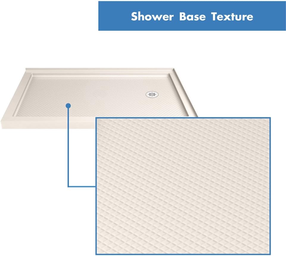 DreamLine SlimLine 34 in. D x 48 in. W x 2 3/4 in. H Right Drain Double Threshold Shower Base in White, DLT-1034482