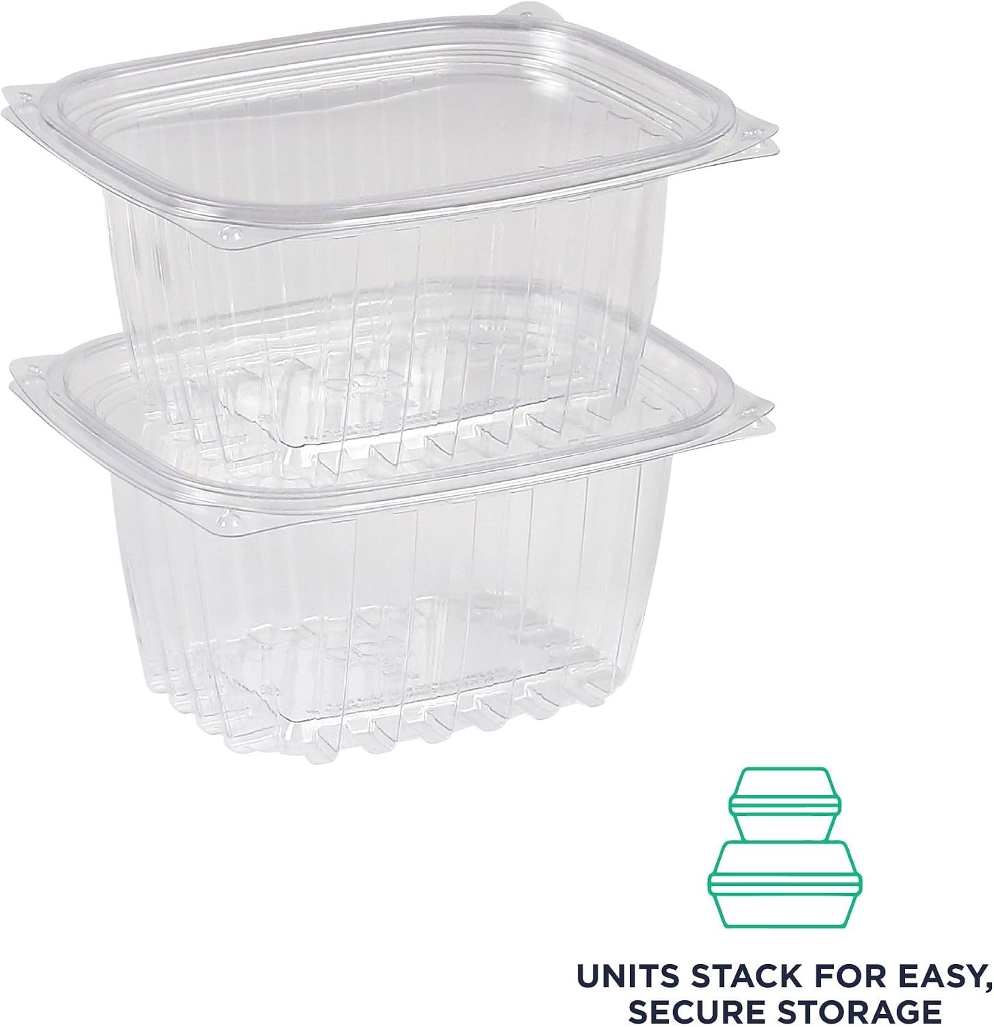 Eco-Products EPRC32 Renewable & Compostable Rectangular Deli Containers - 32oz., 50 Per Pack (Case of 4 Packs), clear