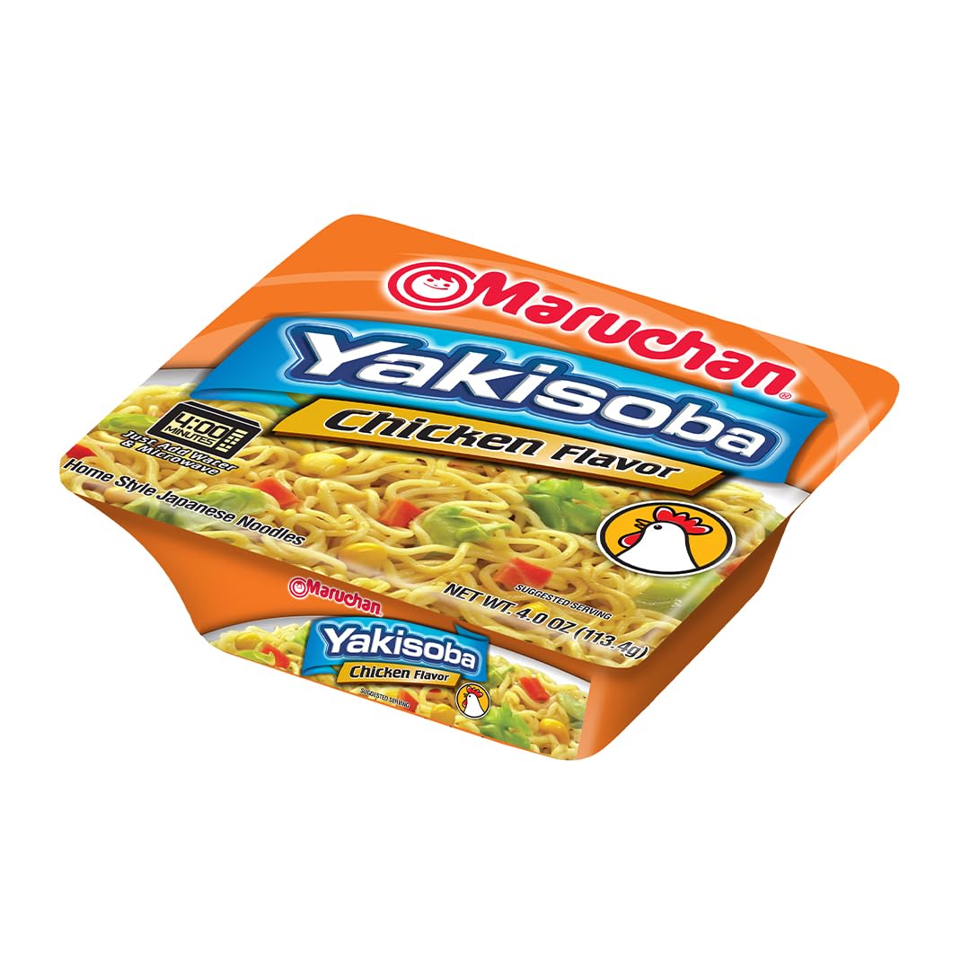 Maruchan Yakisoba, Spicy Chicken Flavor – Stir-Fried Japanese Instant Ramen Noodles, High Protein Microwavable Meal – 4.11 Oz. (8 Pack)