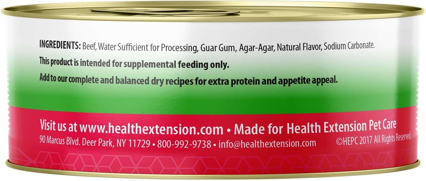 Health Extension 95% Beef Grain-Free Wet Dog Food, High Protein Recipe, Limited Ingredients, Picky Eaters, Ideal for Sensitive Stomachs 5.5 oz (Case of 24)