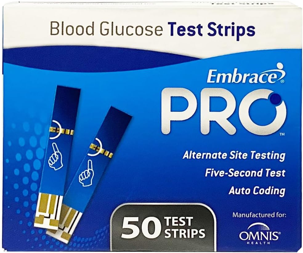 Embrace Blood Glucose Pro Test Strips 50ct | Compatible with Embrace PRO Meters