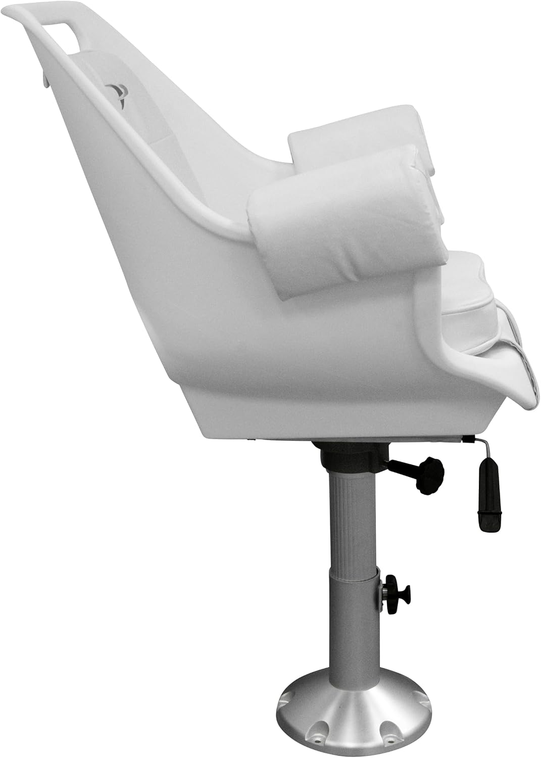 Wise 8WD007-6-710 Deluxe Pilot Chair with Cushions, Mounting Plate, Adjustable Height Pedestal and Seat Slide | Roto-molded marine grade frame