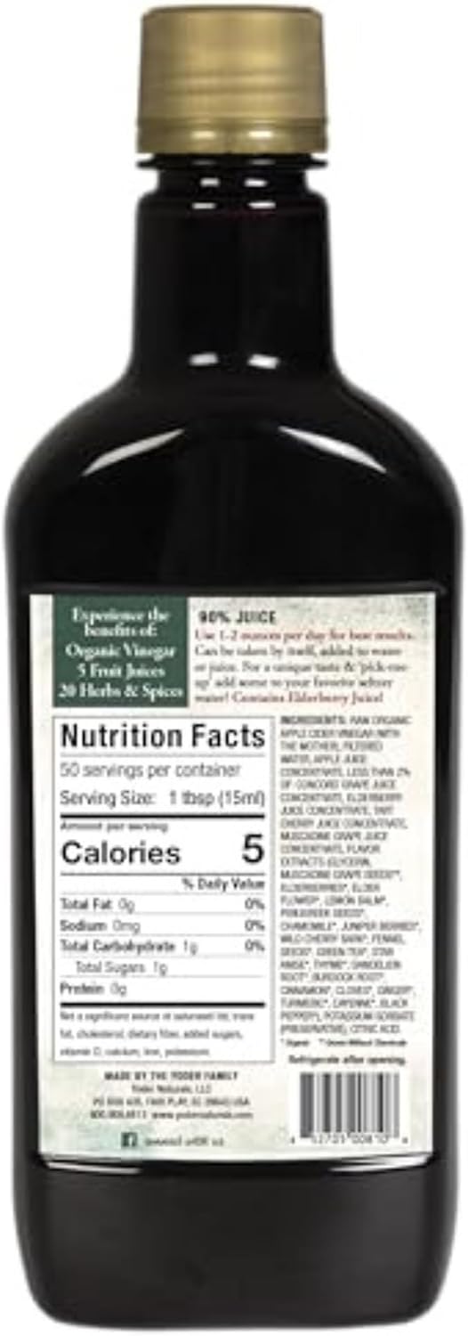 Sipping Apple Cider Vinegar Tonic – 1-Pack of Amish Harvest Elixir with 25 Herbs & Juices like Wildcrafted Apple Cider Vinegar with Mother &