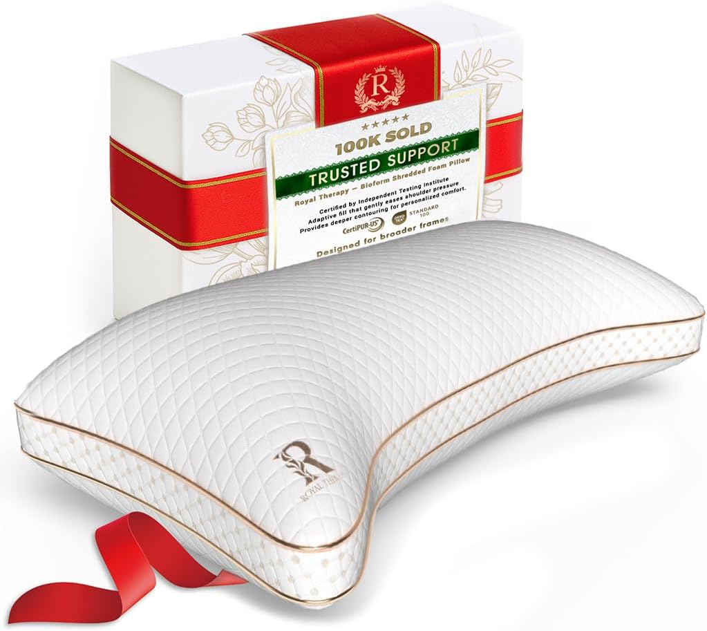 Royal Therapy Queen Size Set of 2-Shredded Memory Foam Pillow–Adjustable Memory Foam Pillow for Sleeping, Firm Pillow for Neck & Shoulder Support