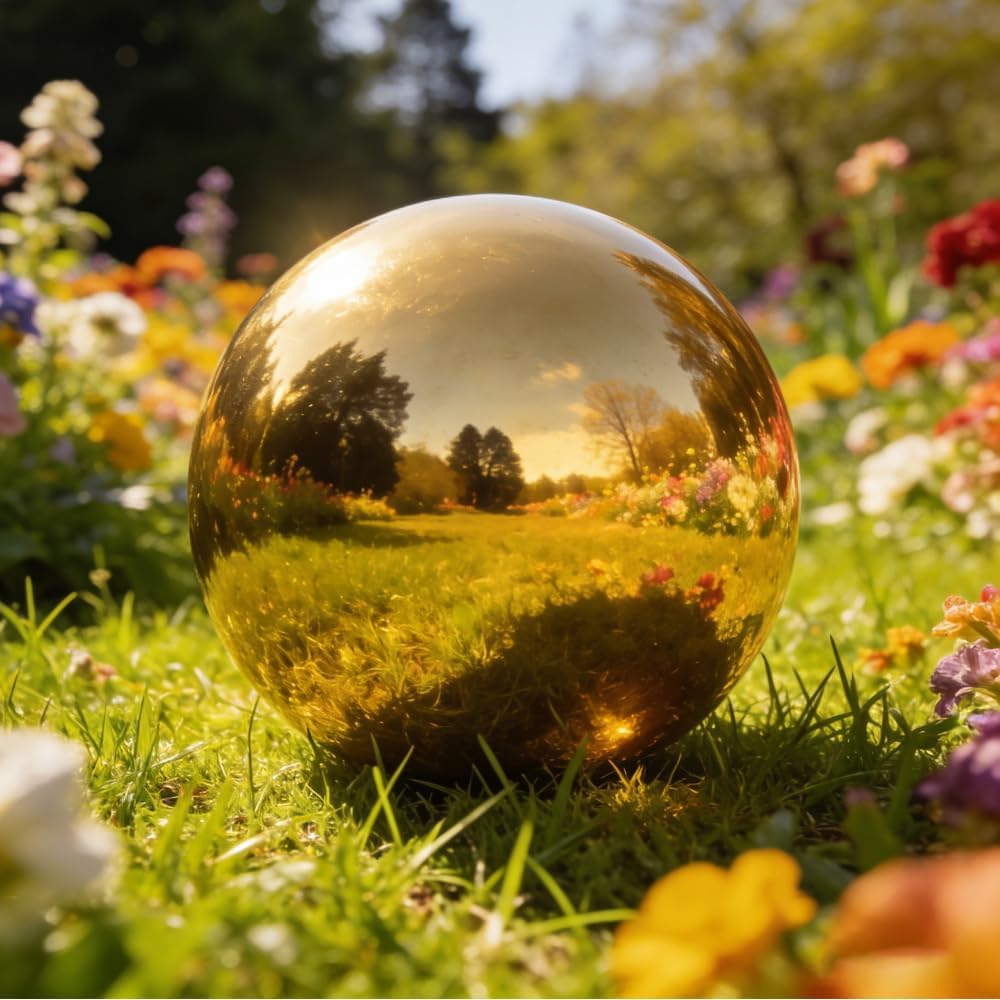 Lily's Home 12 Inch Stainless Steel Gazing Globe Mirror Ball, Colorful and Shiny Addition to Any Garden or Home, Ideal As a Housewarming Gift, Silver