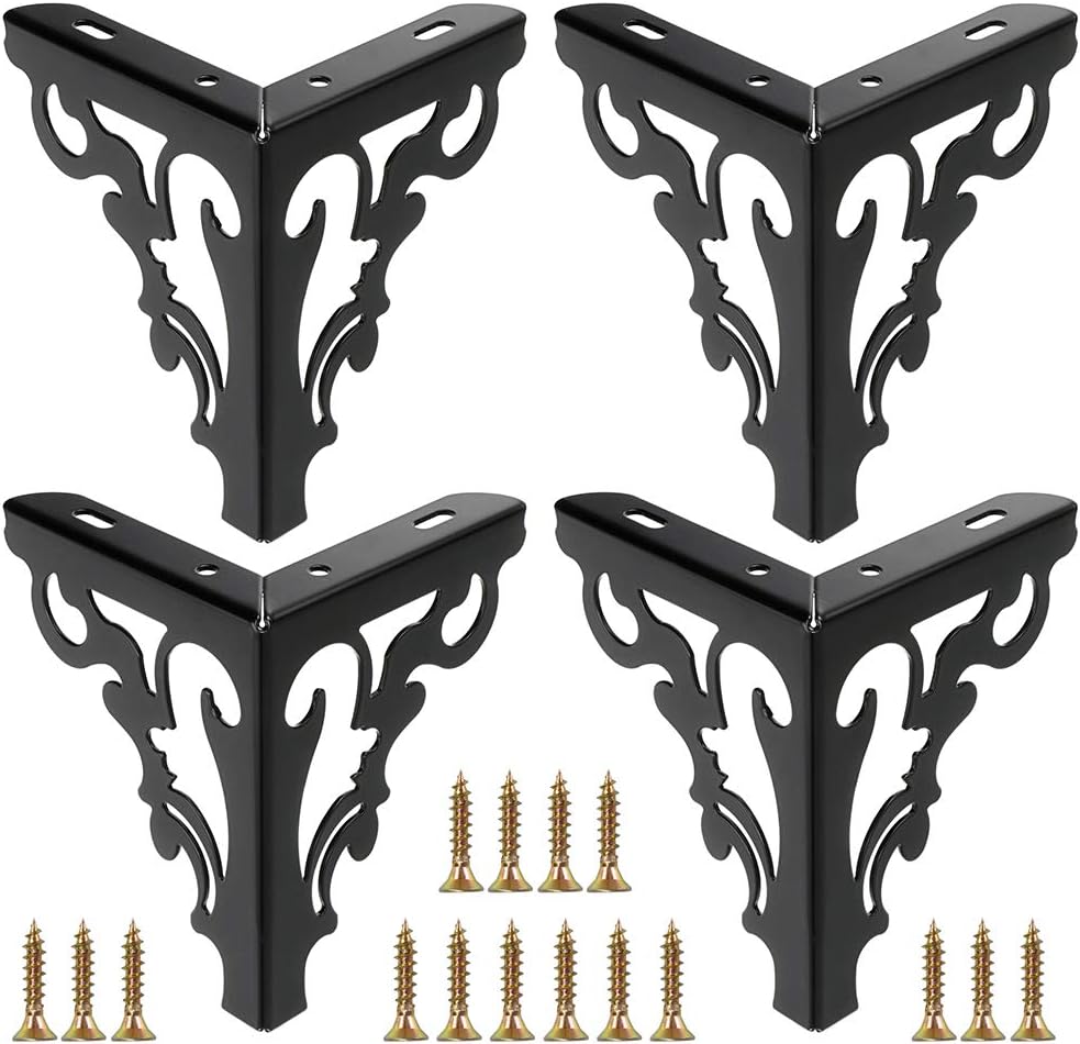 OwnMy 4PCS Metal Furniture Legs Feet, Modern Sofa Cabinet Legs for Repairs | 15cm / 6 Inch Sofa Legs for Dresser, Wardrobe, Tea Table, Worktop, Shelves, Bed, Weight Capacity of 550 lbs Per Leg, Black