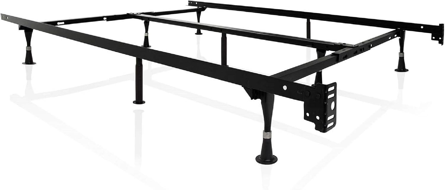 MALOUF Heavy Duty 9-Leg Adjustable Metal Bed Frame with Center Support and Rug Rollers - UNIVERSAL (King, Cal King, Queen, Full, Twin XL, Twin), Standard 7.5” Clearance