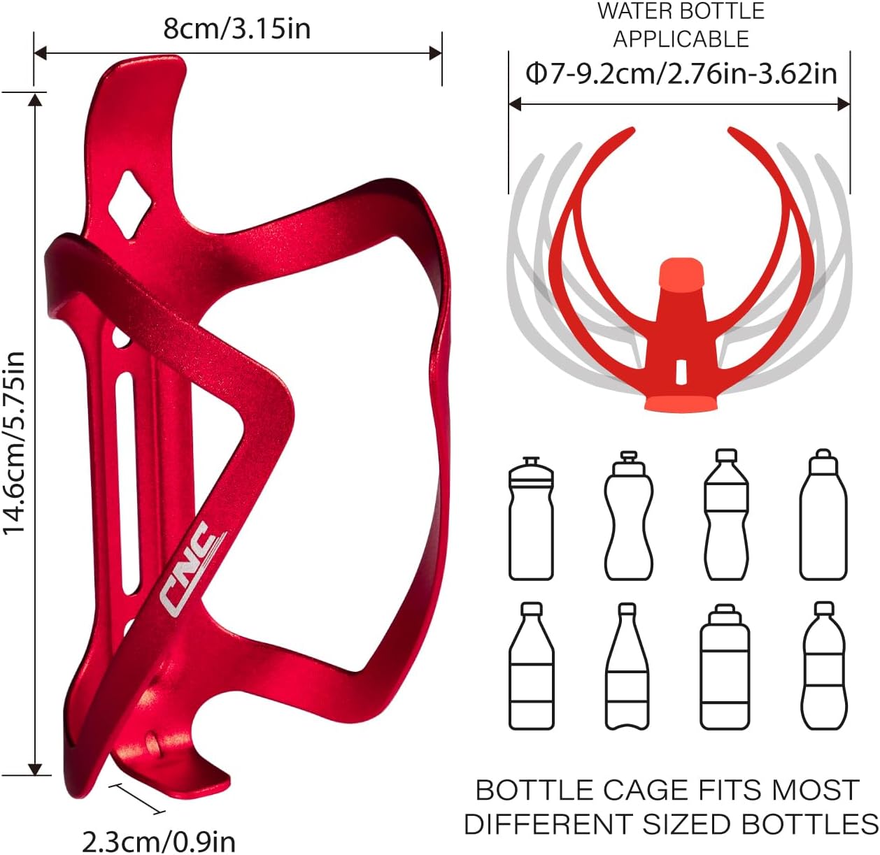 CNC Bike Water Bottle Holder，2-Pack Bike Bottle Cage for MTB Road Bike，Black