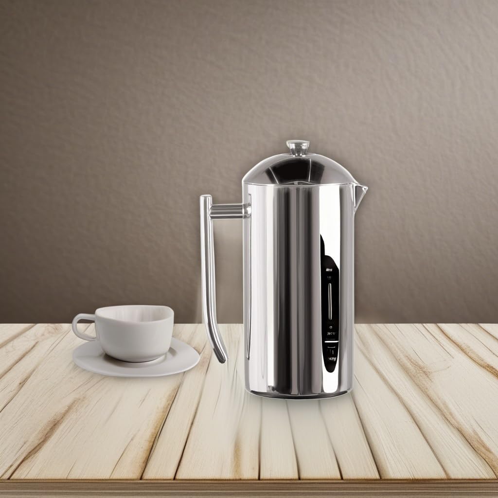Frieling Double-Walled Stainless Steel French Press Coffee Maker - 36 oz Polished & Insulated Press Pot - Stainless Steel Coffee Maker