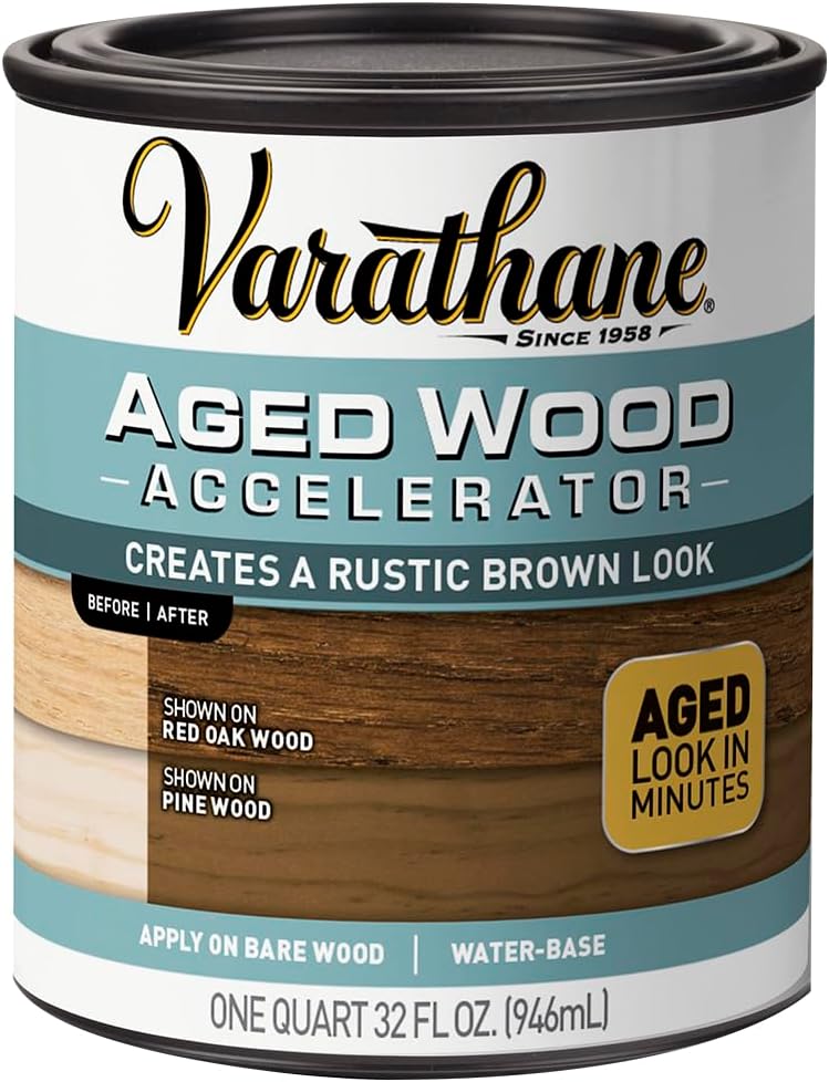 Varathane Weathered Wood Gray Accelerator | Aged Wood Effect, Rustic & Reclaimed Appearance, Interior Furniture, Décor & DIY Projects, Quart
