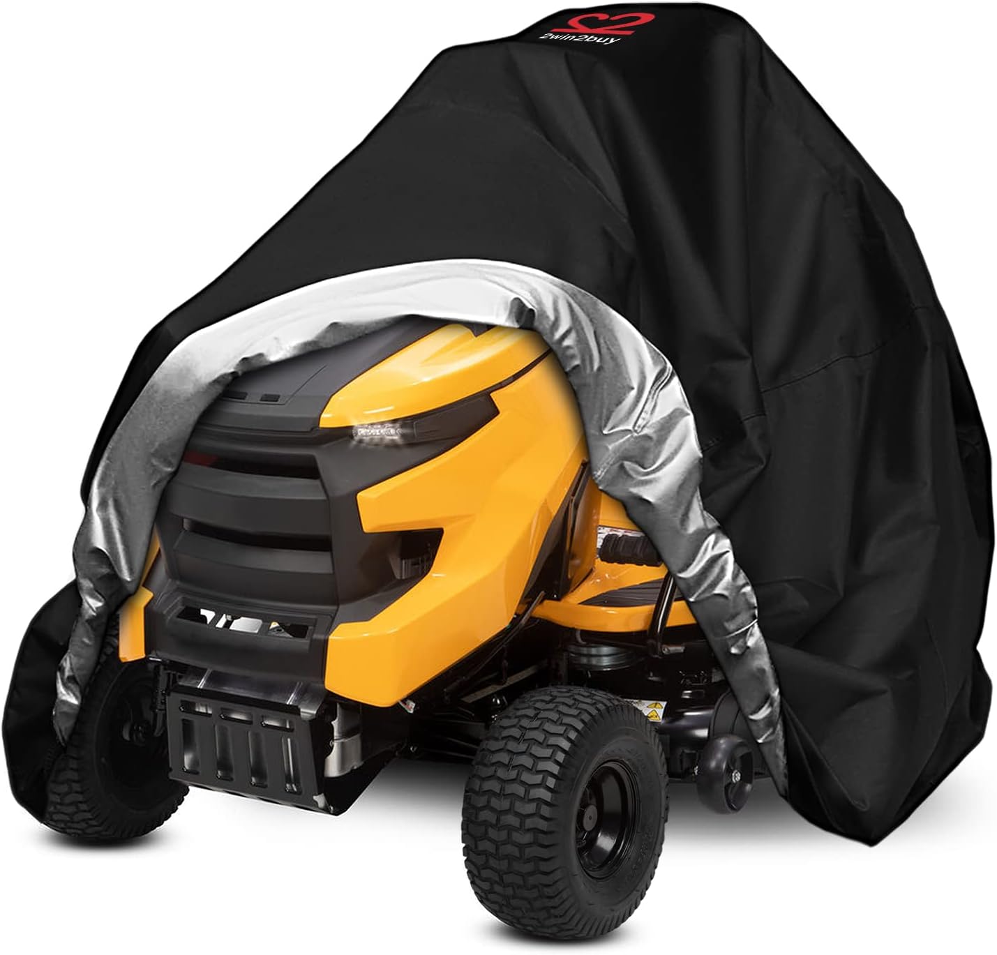 Riding Lawn Mower Cover 600D Lawnmower Covers Waterproof, up to 54" Decks | Universal Outdoor Lawn Tractor Cover Tarp All Weather Ride on Mower Covers, Heavy Duty 600D, Elastic Cord & Storage Bag