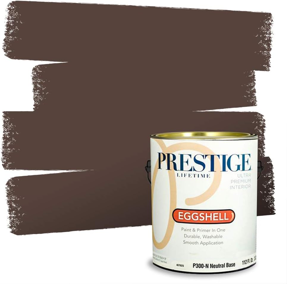 PRESTIGE Paints Exterior Paint and Primer In One, 1-Gallon, Semi-Gloss, Comparable Match of Sherwin Williams* French Roast*
