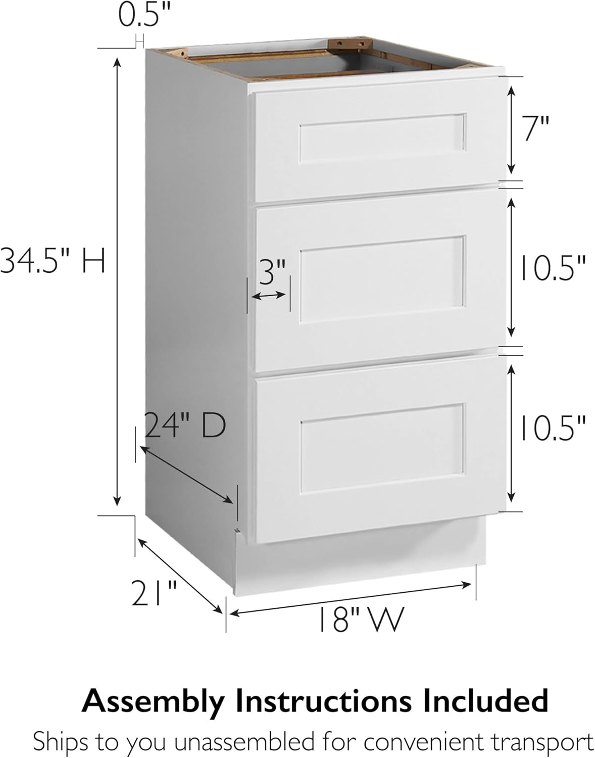 Brookings Shaker Unassembled Base Kitchen Cabinet B18, 18 W x 24 D x 34.5 H, Painted White with Sherwin Williams®, Solid Wood – Design House, 561340 | Adjustable Shelves, Adjustable Hinges, Floor Mount, Contemporary/Modern, Wood, Kitchen, 561340