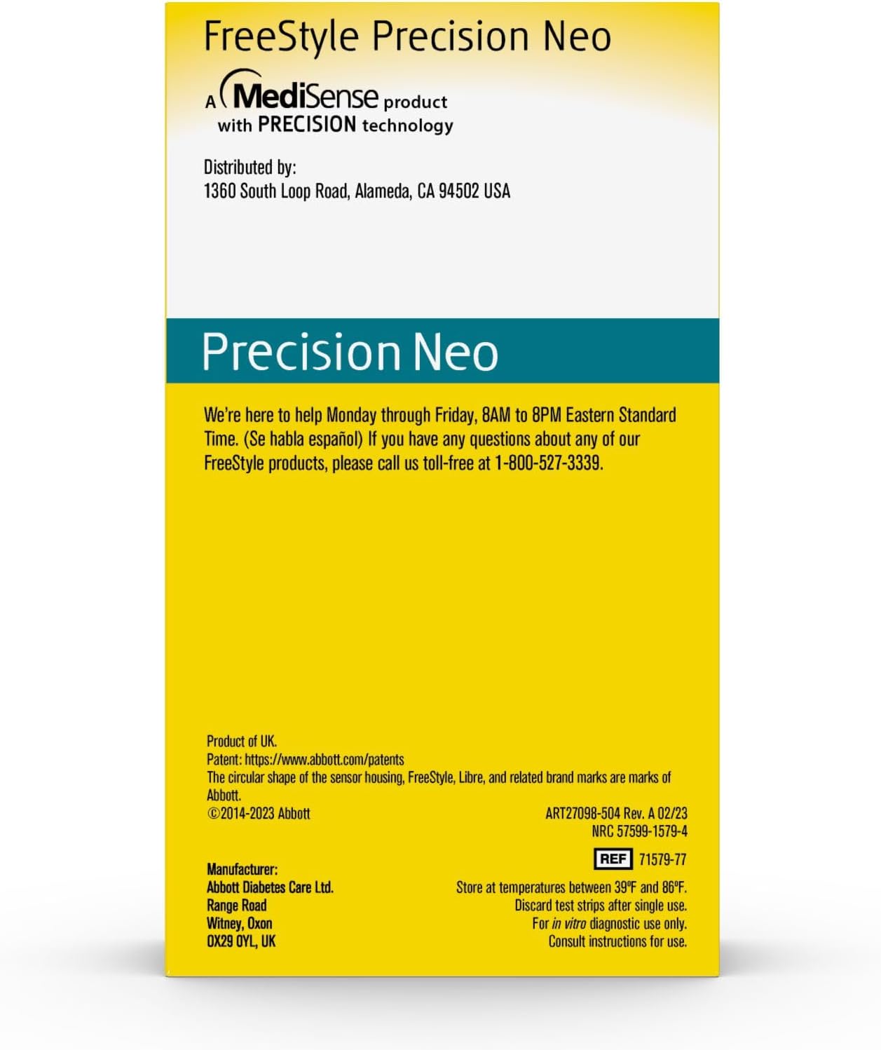 Freestyle Precision Neo Blood Glucose Test Strips, 50 Strips