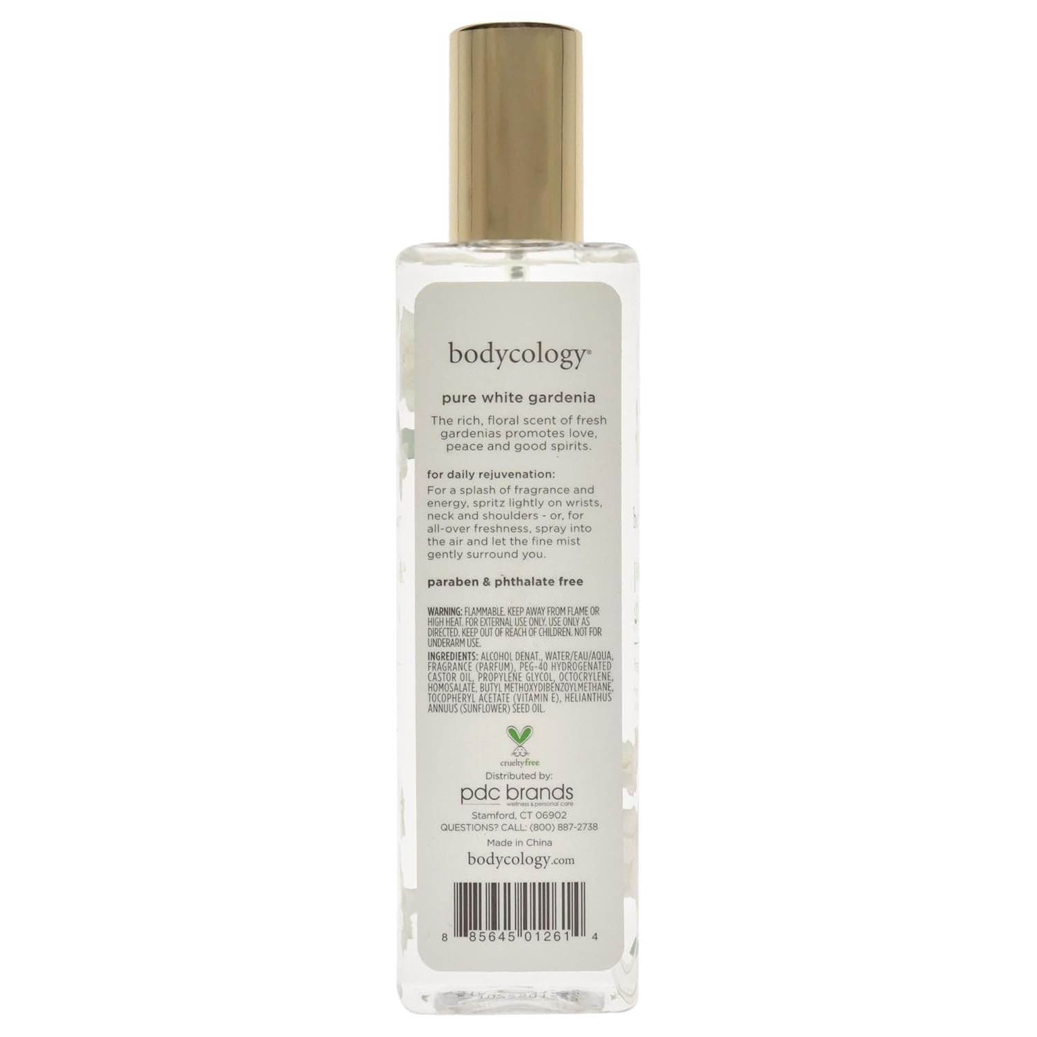 Bodycology Pure White Gardenia Fragrance Mist for Women, 8 oz - Refreshing Floral Scent, Long-Lasting Body Spray