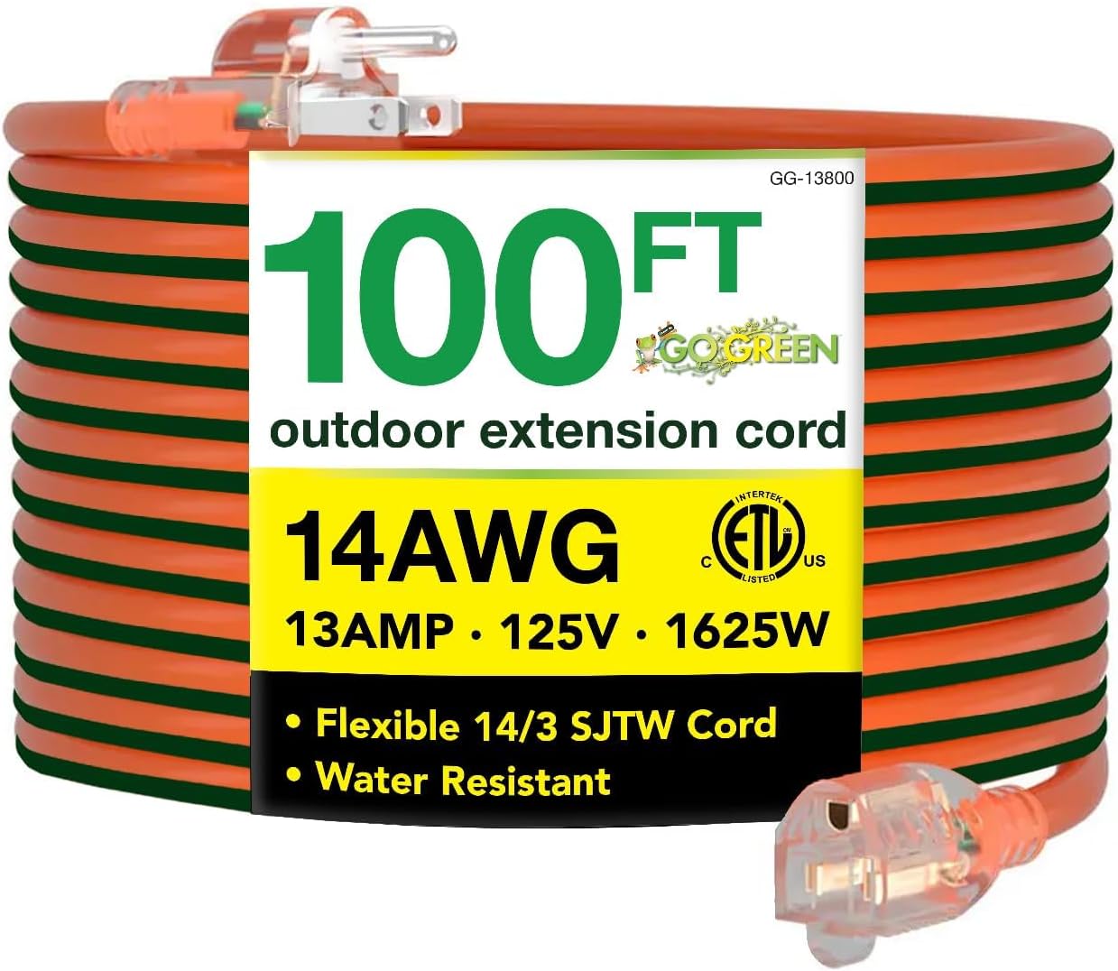 Go Green Power Inc. (GG-14025) 12/3 SJTW Outdoor Extension Cord, Lighted End, 25 ft