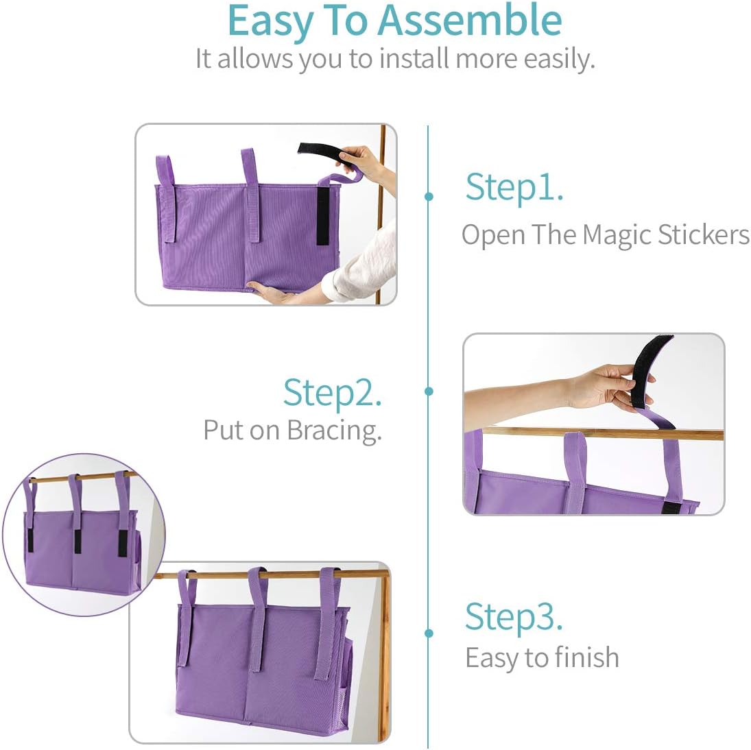 Bseash Bunk Bed Organizer, Bedside Caddy Hanging Bed Organizer Storage Bag 8 Pockets, for College Dorm Rooms Bed, Hospital Bed, Baby Bed Rails