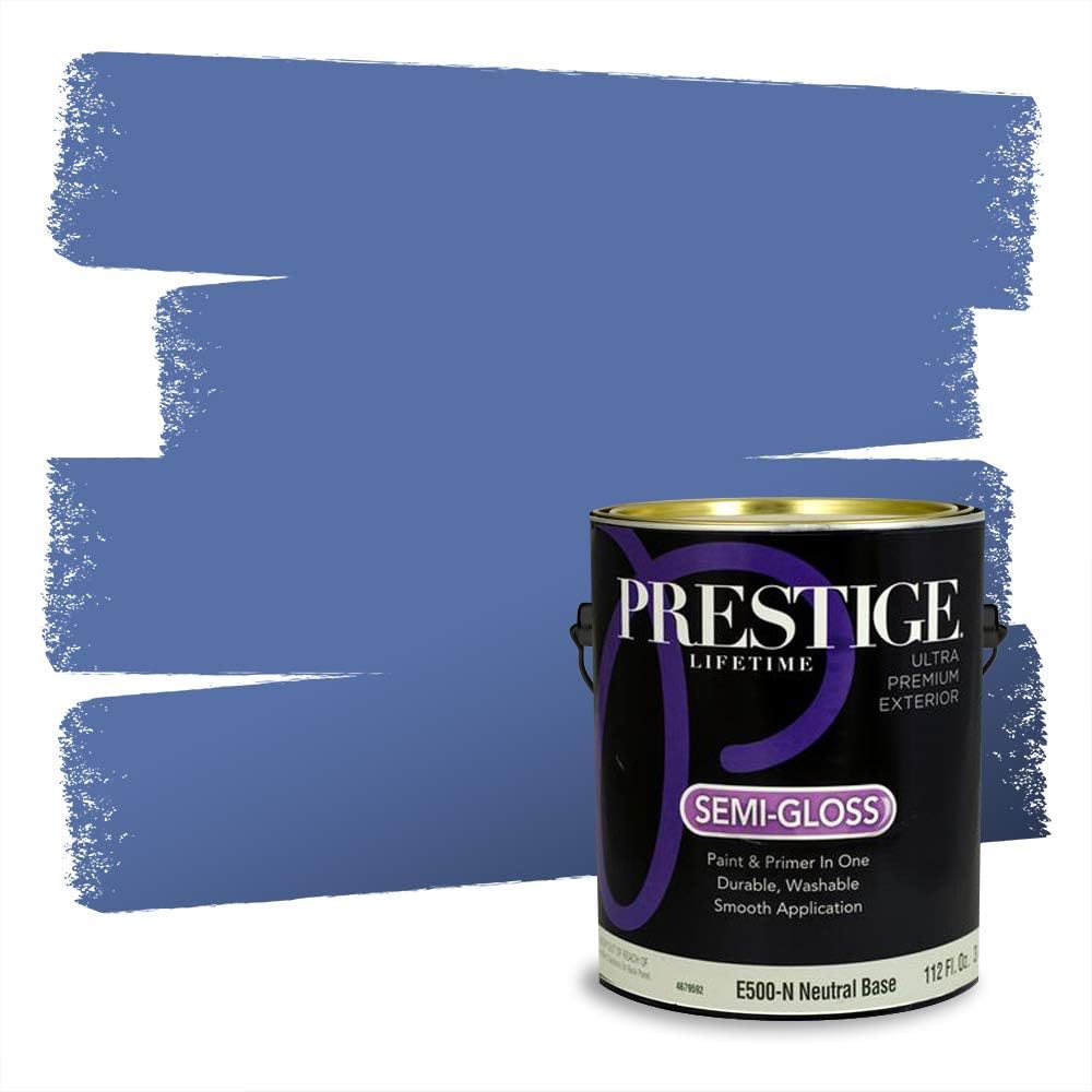 PRESTIGE Paints Exterior Paint and Primer In One, 1-Gallon, Semi-Gloss, Comparable Match of Behr* Intercoastal Gray*
