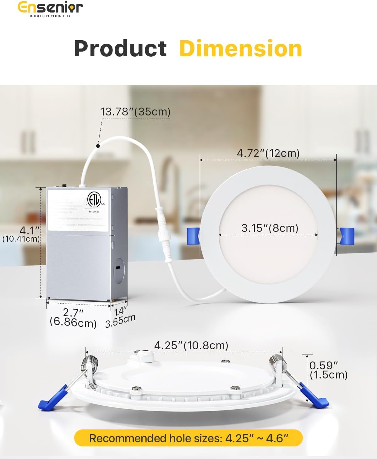 Ensenior 6 Pack 6 Inch LED Recessed Light, 5CCT Dimmable Canless Wafer