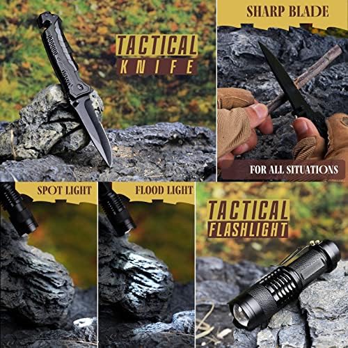 Survival Kit 14 in 1, Gifts for Men Dad Husband, Emergency Survival Gear and Equipment, Anniversary Birthday Gifts for Him Boyfriend, Hunting Fishing Camping Accessories
