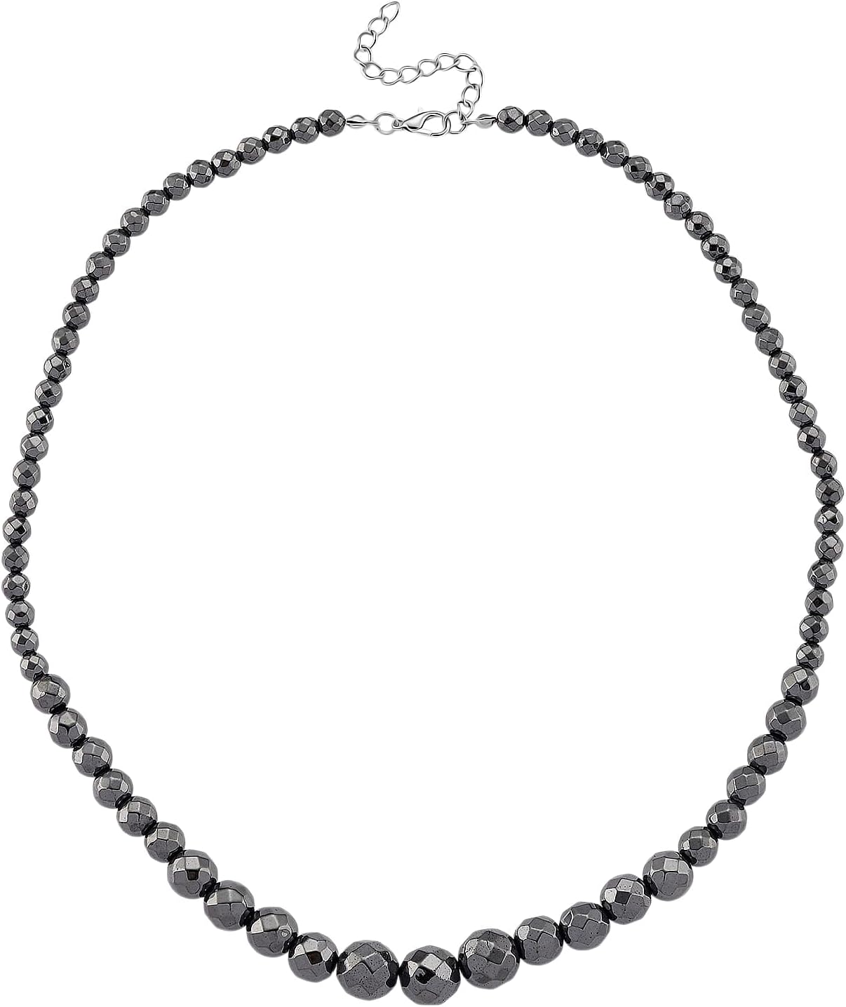 Blue Color Hematite Beaded Necklace Silvertone 560.00 ctw 20.5-22.5"
