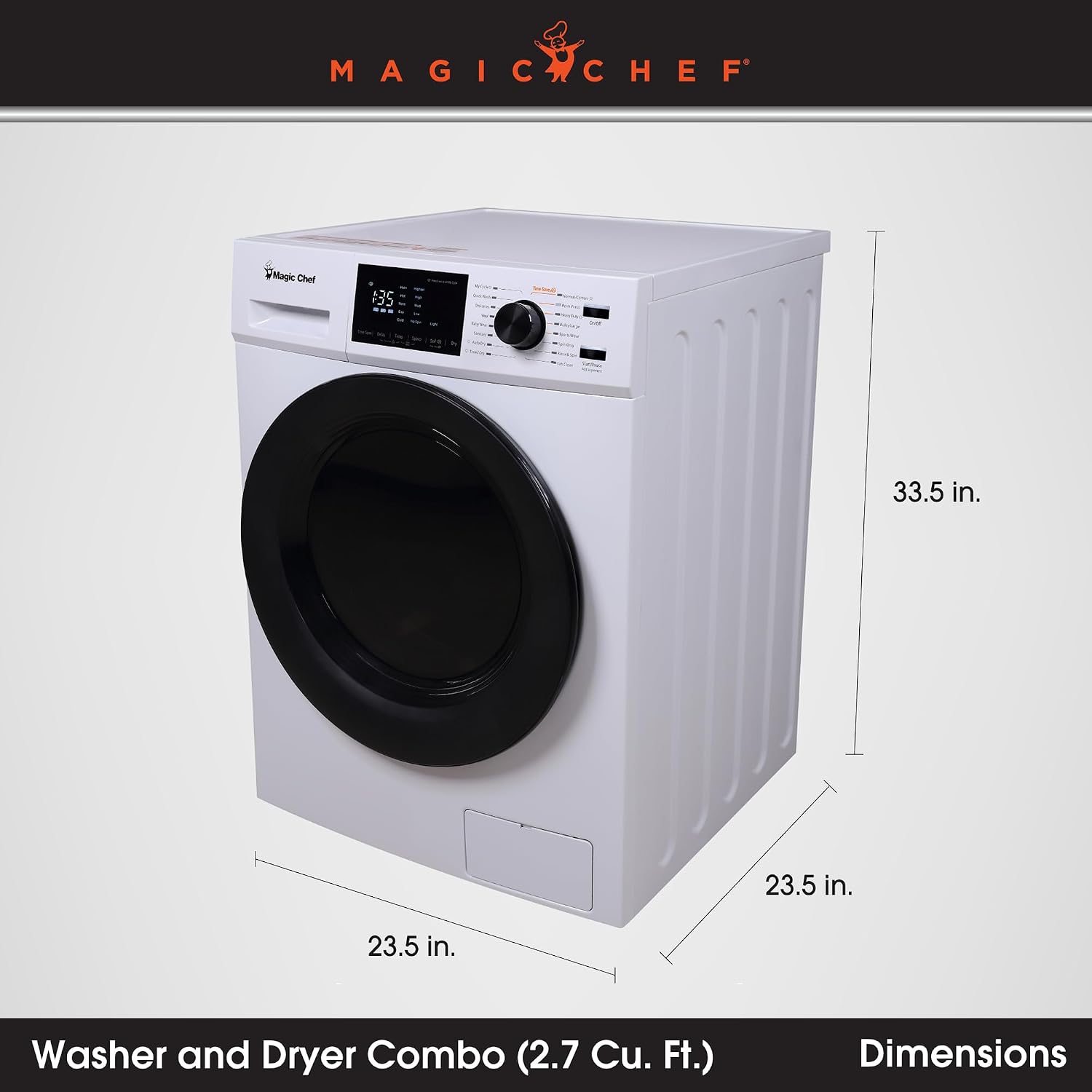 23.4 in. 2.7 cu. ft. White All in One Ventless and Washer Dryer Combo