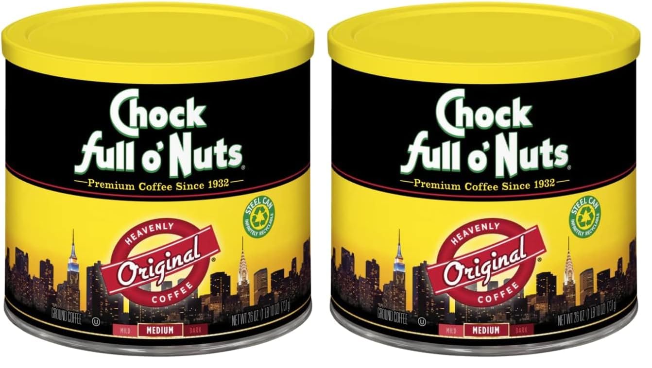 Chock Full o' Nuts French Roast Ground Coffee – Premium Beans in Recyclable Steel Can – Rich Flavor & Aroma, Dark Roast – Perfect for Drip, Pour-Over, Percolator – 26 Oz Can