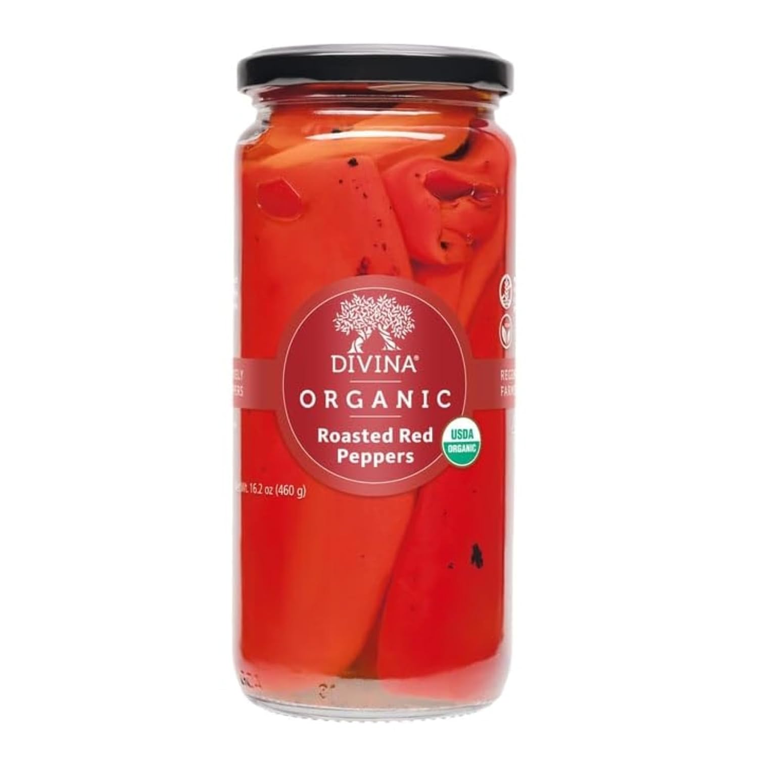 DIVINA Organic Roasted Sweet Red Peppers, 16.2 ounce