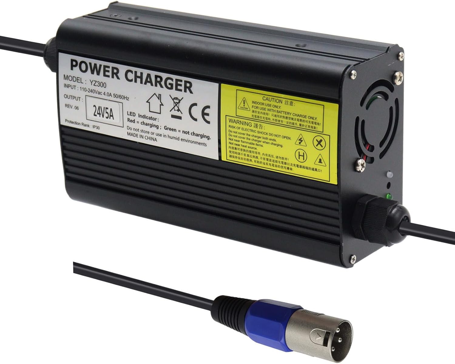 24V 5A Battery Charger 3-Pin XLR for Pride, Jazzy, Drive Medical, Golden Technologies, Shoprider, Rascal, EA1065, S150 180 X-CEL