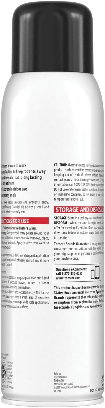 Tomcat Repellents Rodent Repellent Ready-to-Use with Comfort Wand, 1 gal. | For Indoor and Outdoor Mouse and Rat Prevention, Peppermint Oil Spray for Rodents with Cinnamon & Garlic Essential Oils