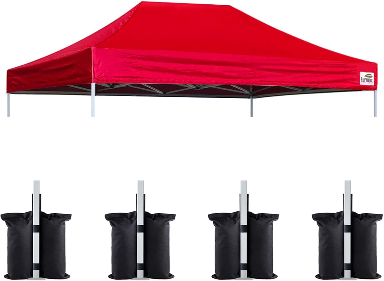Eurmax USA 10x10 Pop Up Canopy Replacement Top,Universal Instant Canopy Cover ONLY,Heavy Duty UPF 50+ UV Protection,Water & Wind Resistant Tarp,30+ Colors Available,Bonus 4 Sand Bags (White)