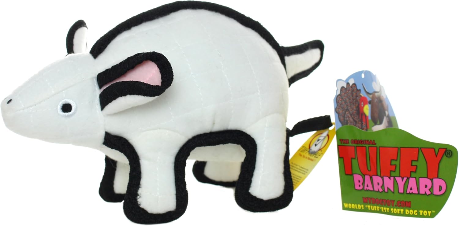TUFFY® : Cow Dog Toy: Ultra Durable Plush Toy with Multiple Layers & Reinforced Seams, Washable and Floats, Original Construction