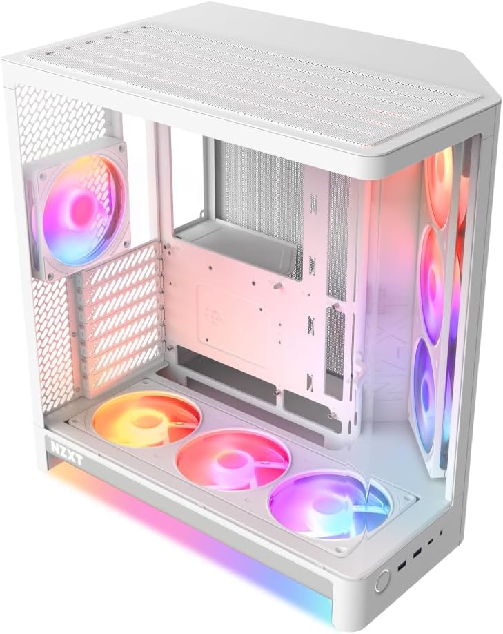 NZXT H6 - Compact Dual-Chamber ATX PC Case - White | Dual-chamber ATX case supporting up to 10 120mm fans and 360mm radiators, with back-connect motherboard compatibility.
