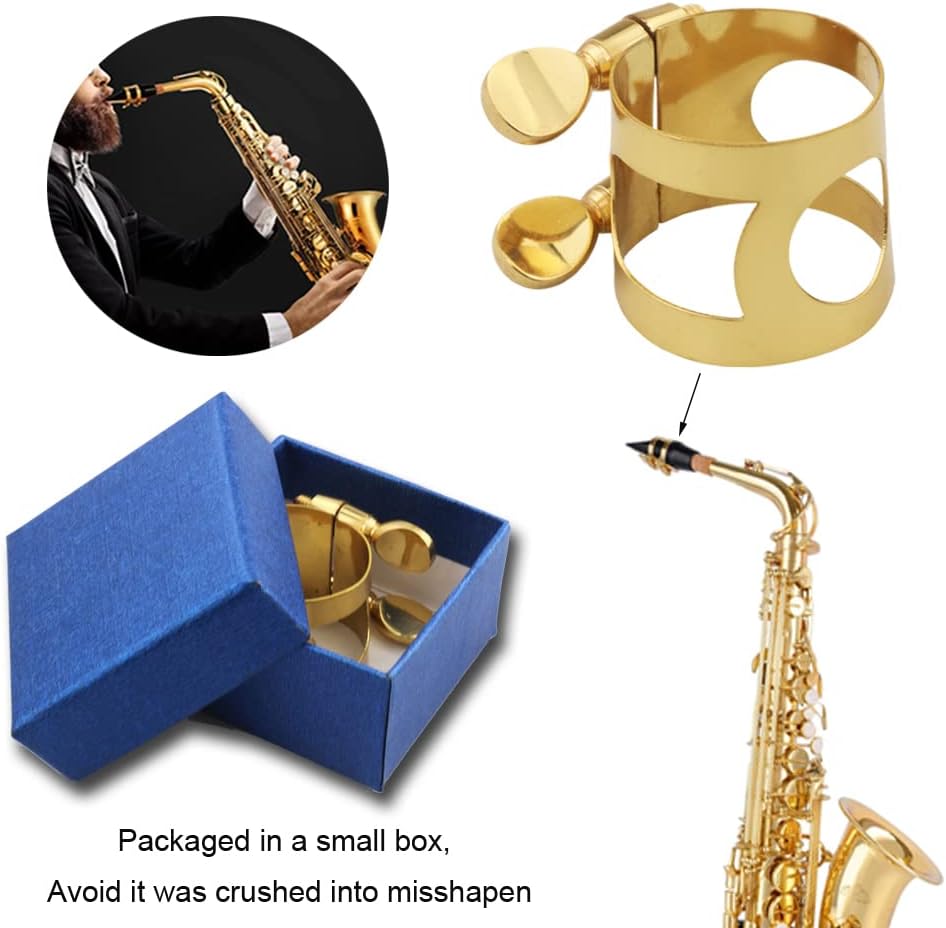 Alto Sax Mouthpiece Ligature Double Screws Saxophone Gold Ligature Fastener