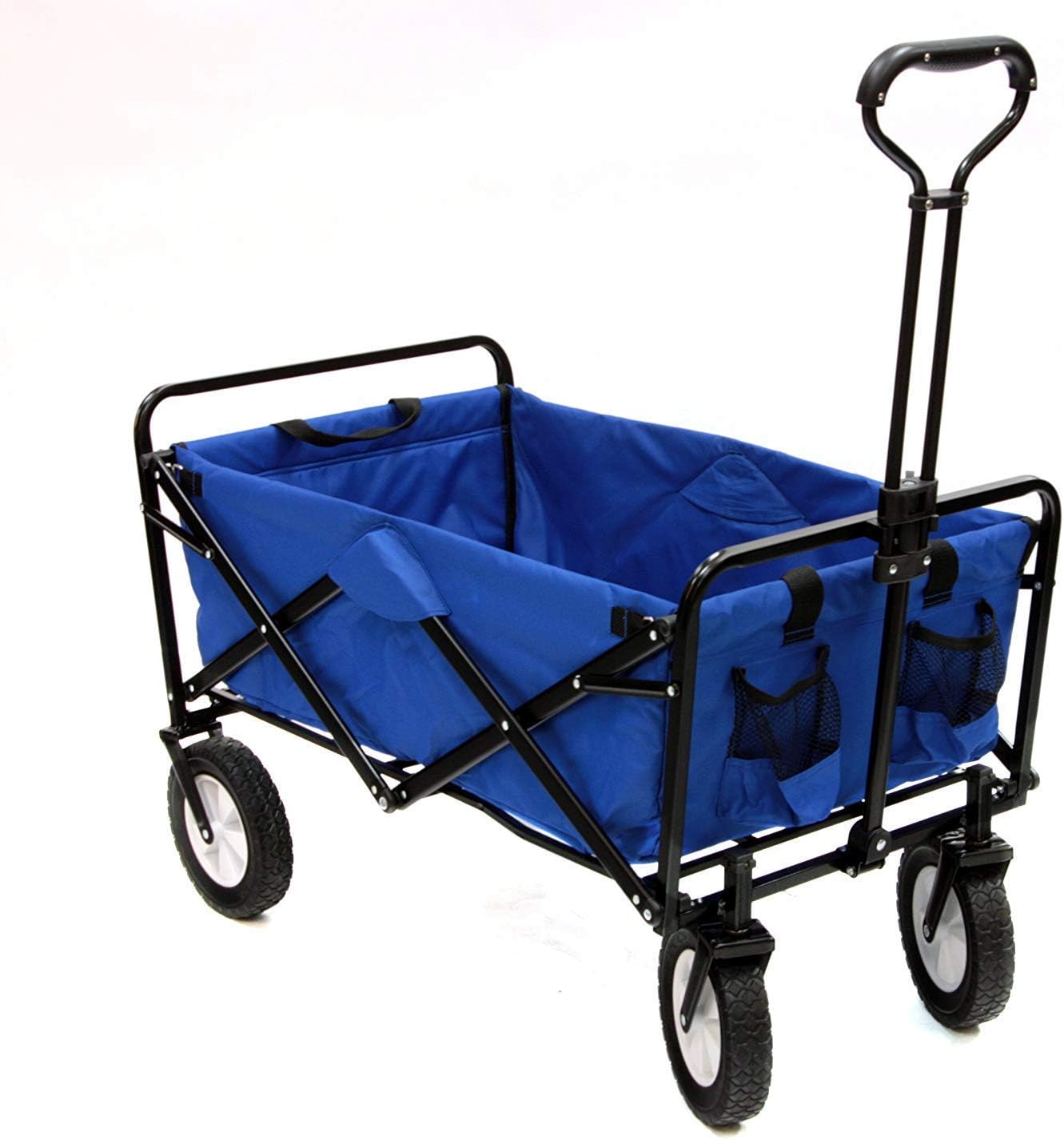 Mac Sports Heavy Duty Steel Frame Collapsible Folding 150 Pound Capacity Outdoor Camping Garden Utility Wagon Yard Cart, Red