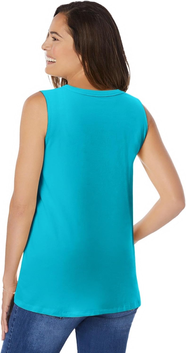 Woman Within Perfect Sleeveless Shirred V-Neck Tunic