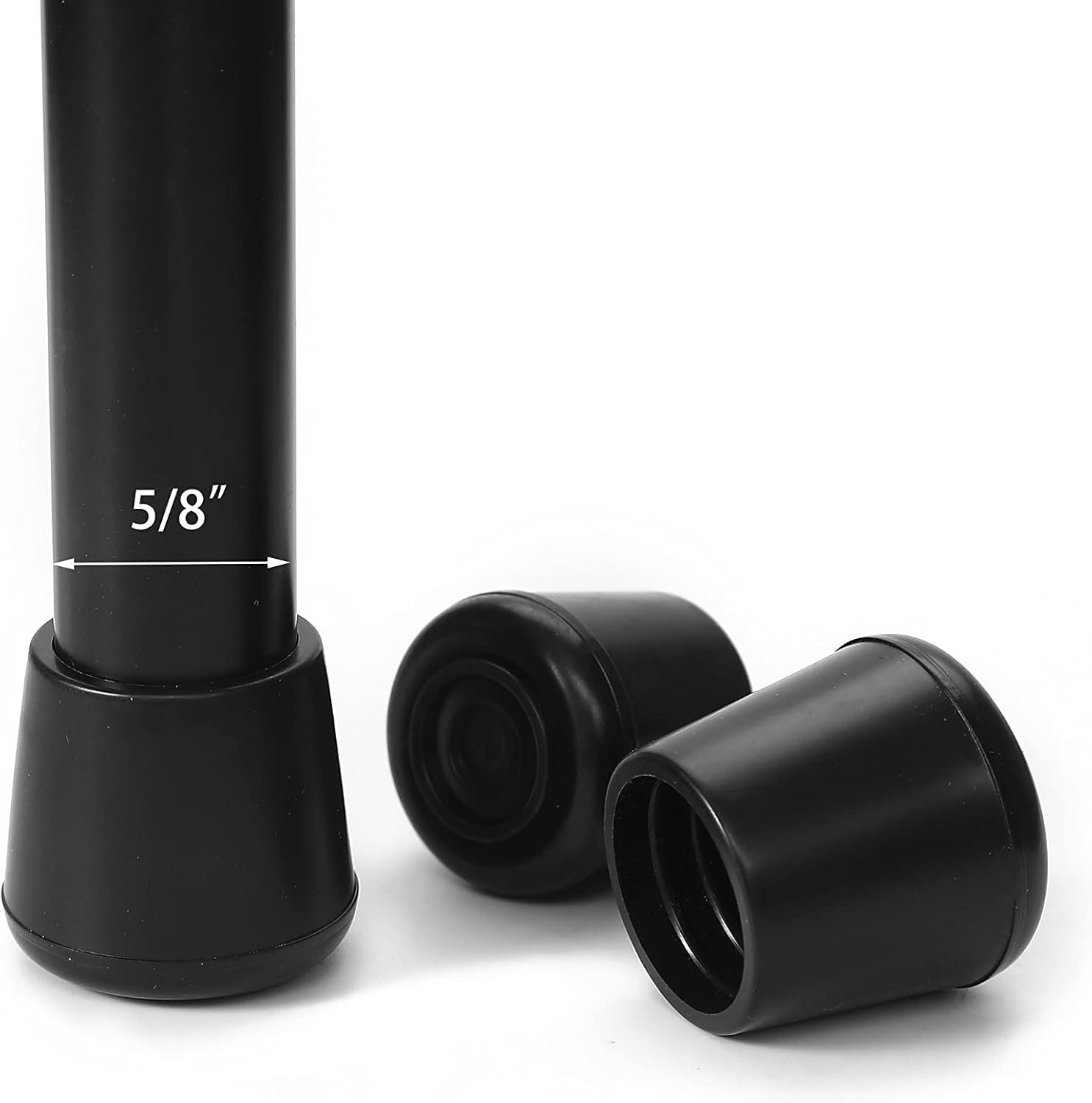 Furnigear Chair Leg Tips Caps Non-Slip Rubber Leg Tips 1-1/2” Inner Diameter Chair Leg Floor Protectors Round Black 4 Pack (Fit Round Diameter