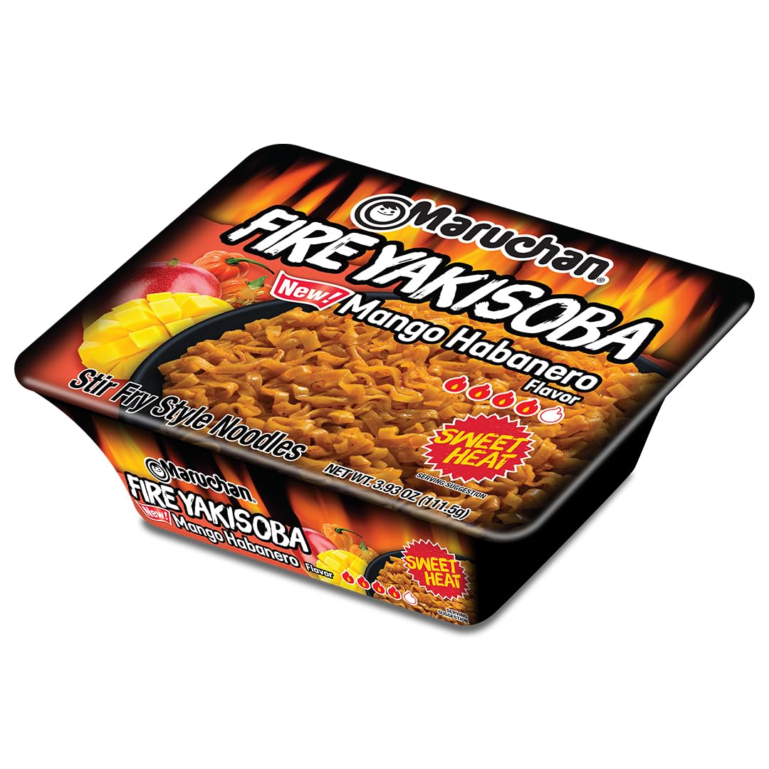 Maruchan Yakisoba, Spicy Chicken Flavor – Stir-Fried Japanese Instant Ramen Noodles, High Protein Microwavable Meal – 4.11 Oz. (8 Pack)