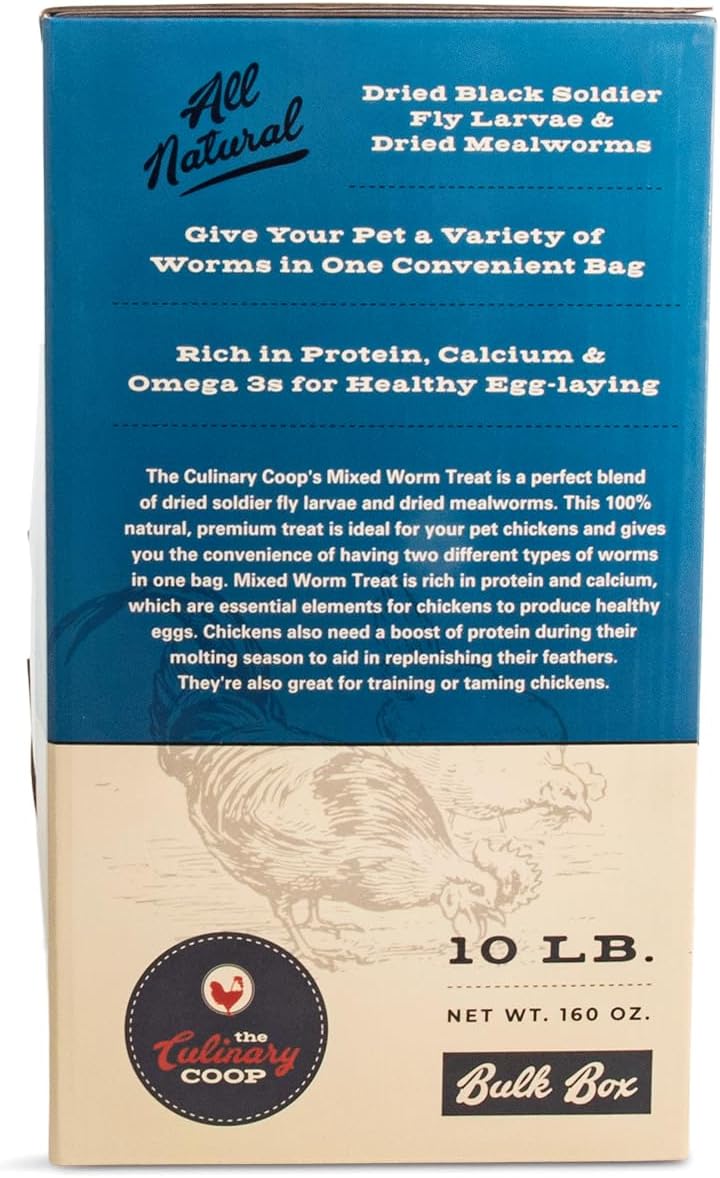 Fluker's Culinary Coop Premium Chicken Treats, Dried Soldier Worms, Packed with Protein and Calcium, 100% Natural Rich Grubs for Chicken, Backyard Birds, and Reptiles, 16 oz