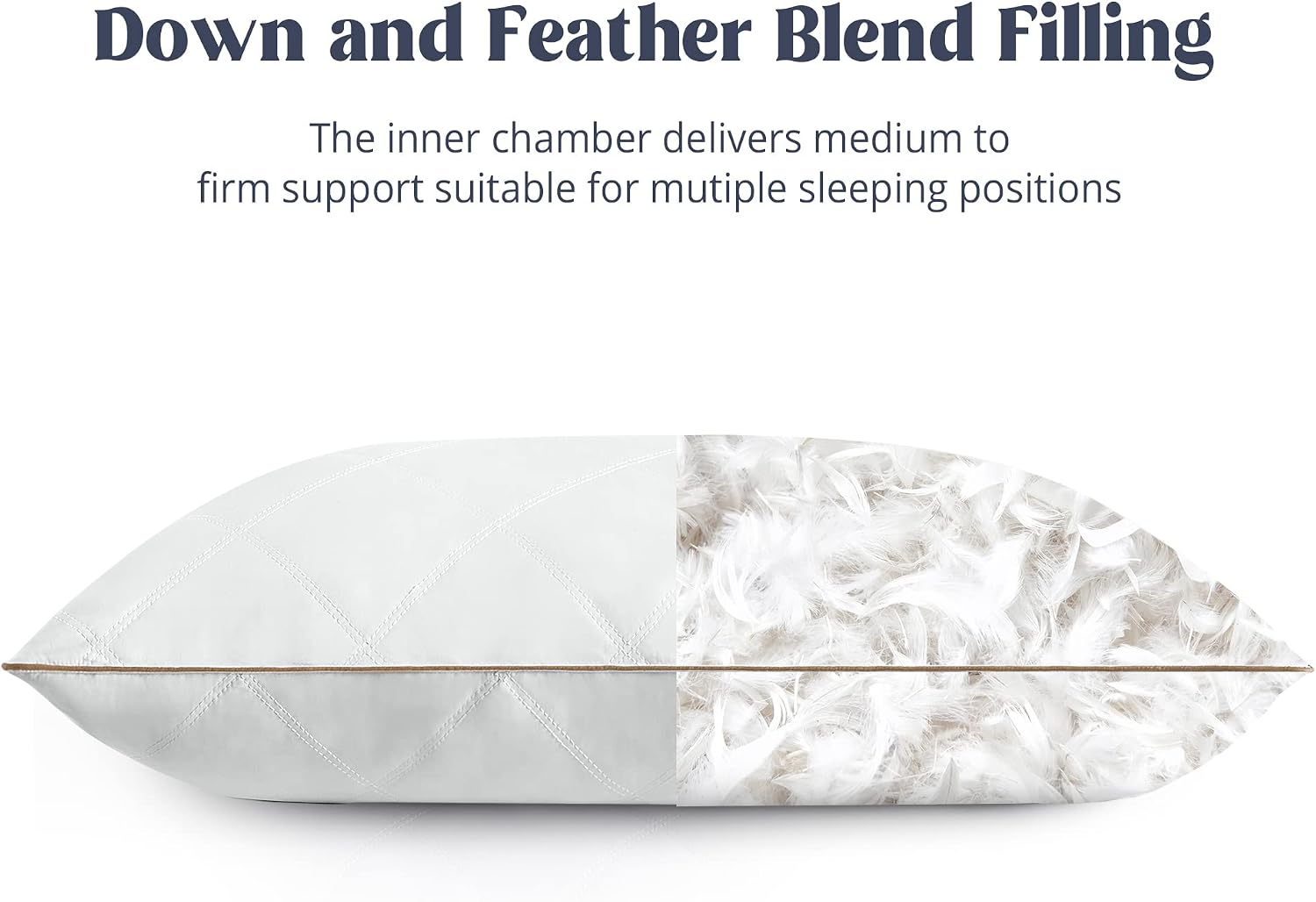 puredown® Goose Feathers and Down Pillow for Sleeping Hotel Collection Bed Pillows, Gusseted, Queen, Set of 2