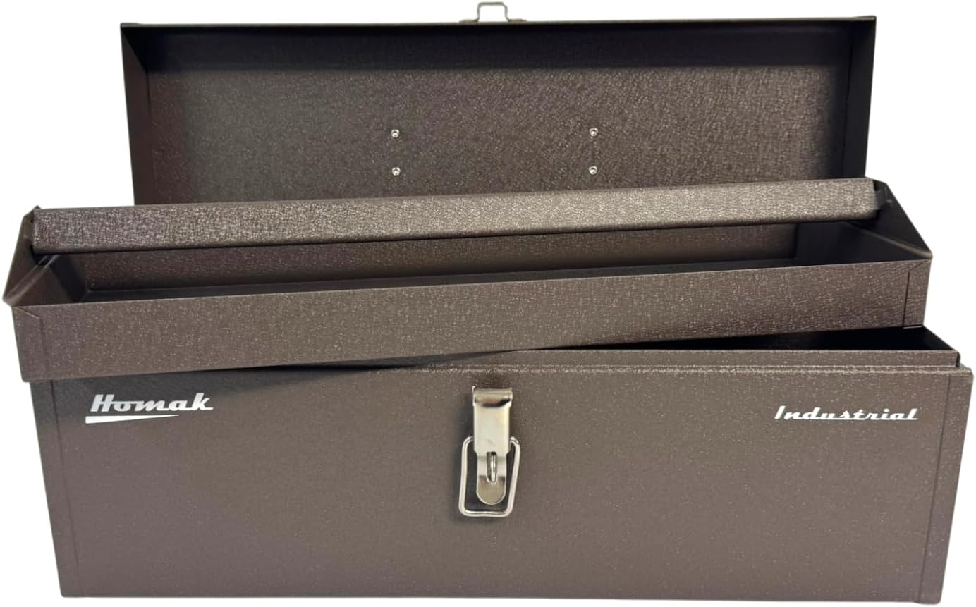 Homak Industrial 20-Inch Tool Tote Steel Toolbox, Brown Winkle Powder Coat, BW00252200 | BW00252200, Powder Coat